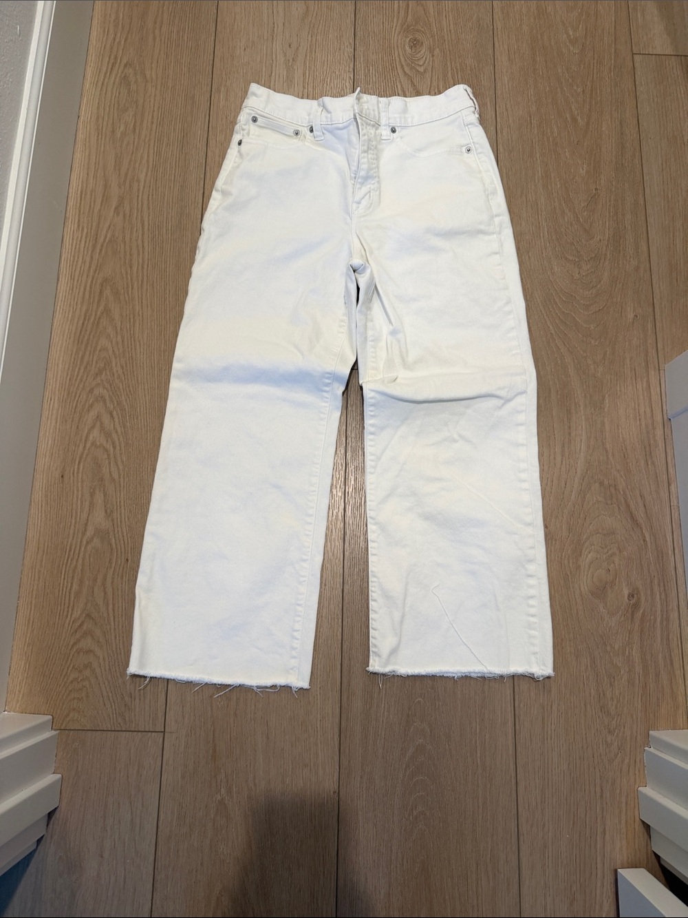 J. Crew White Wide-Leg High-Rise Jeans